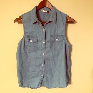 Denim Tank with Back Detail